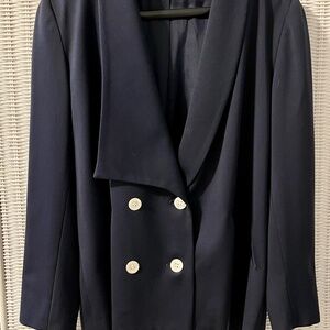 Navy Double Breasted Lined Oversize Blazer, size 10